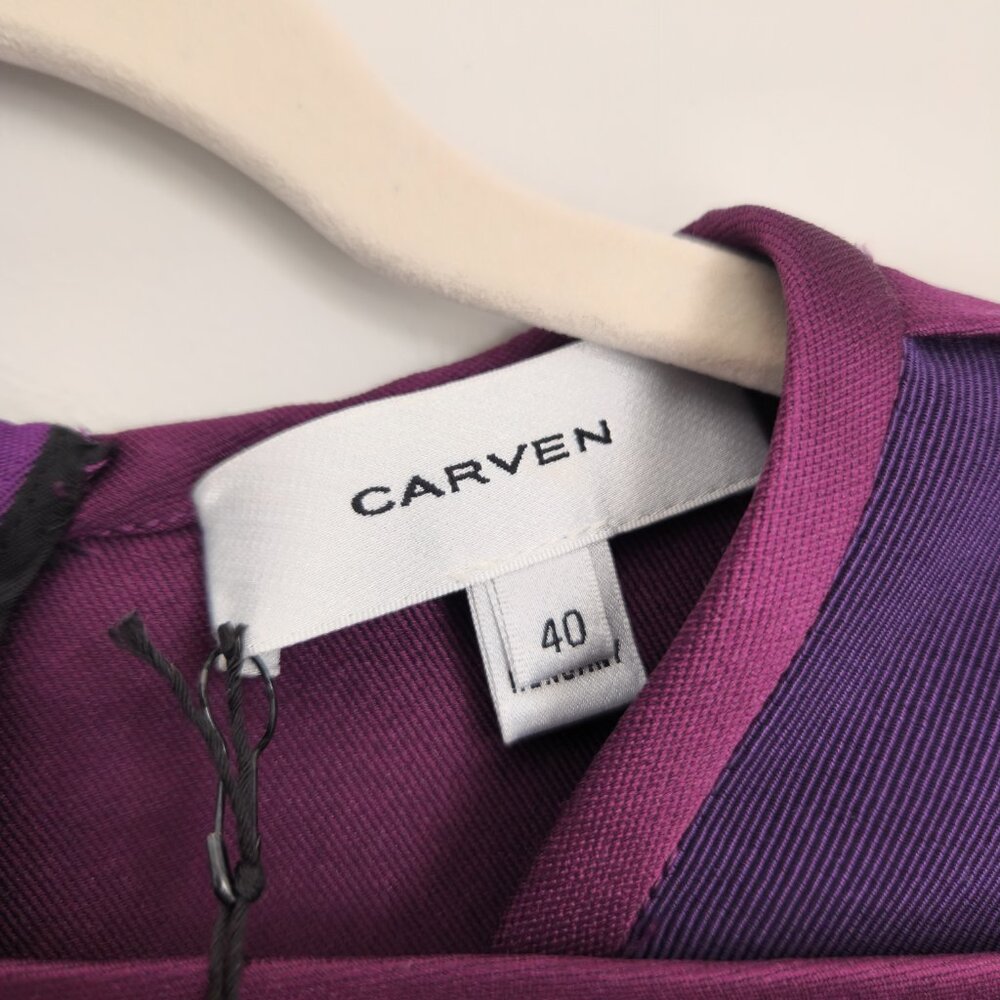 NWT Carven Size 8US Violet Short Sleeve T-shirt en mika Zipper Back Relaxed Fit - Picture 2 of 13